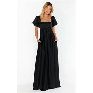 Show me your mumu Nora luxe black satin dress